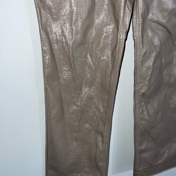 Abercrombie & Fitch The 90's Straight Ultra High Rise Faux Leather Pants Tan 28 - Picture 3 of 14